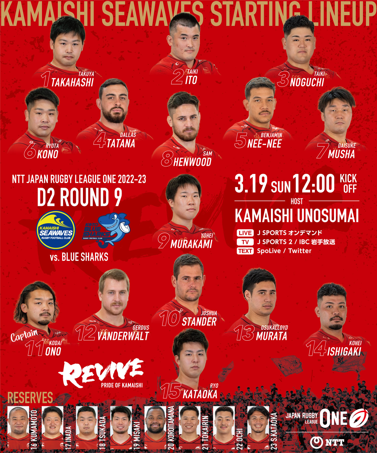 NTTジャパンラグビー リーグワン2022-23 D2 第9節／清水建設江東ブルーシャークス戦